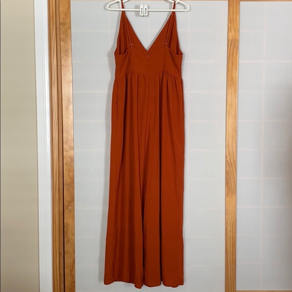 Rust wide leg jumpsuit with pockets - Picture 4 of 4
